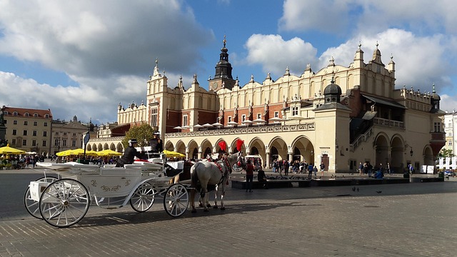 Krakow Main Market Square with historic buildings